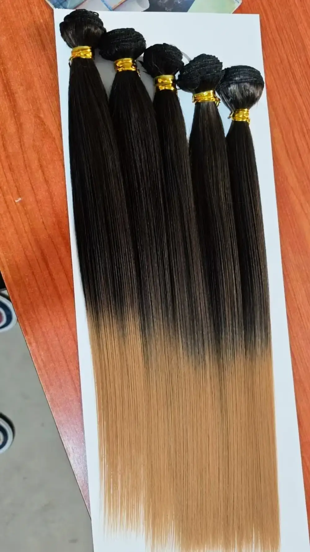 Glow Braiding Hair Ombre Black to Gold Long Straight view 1