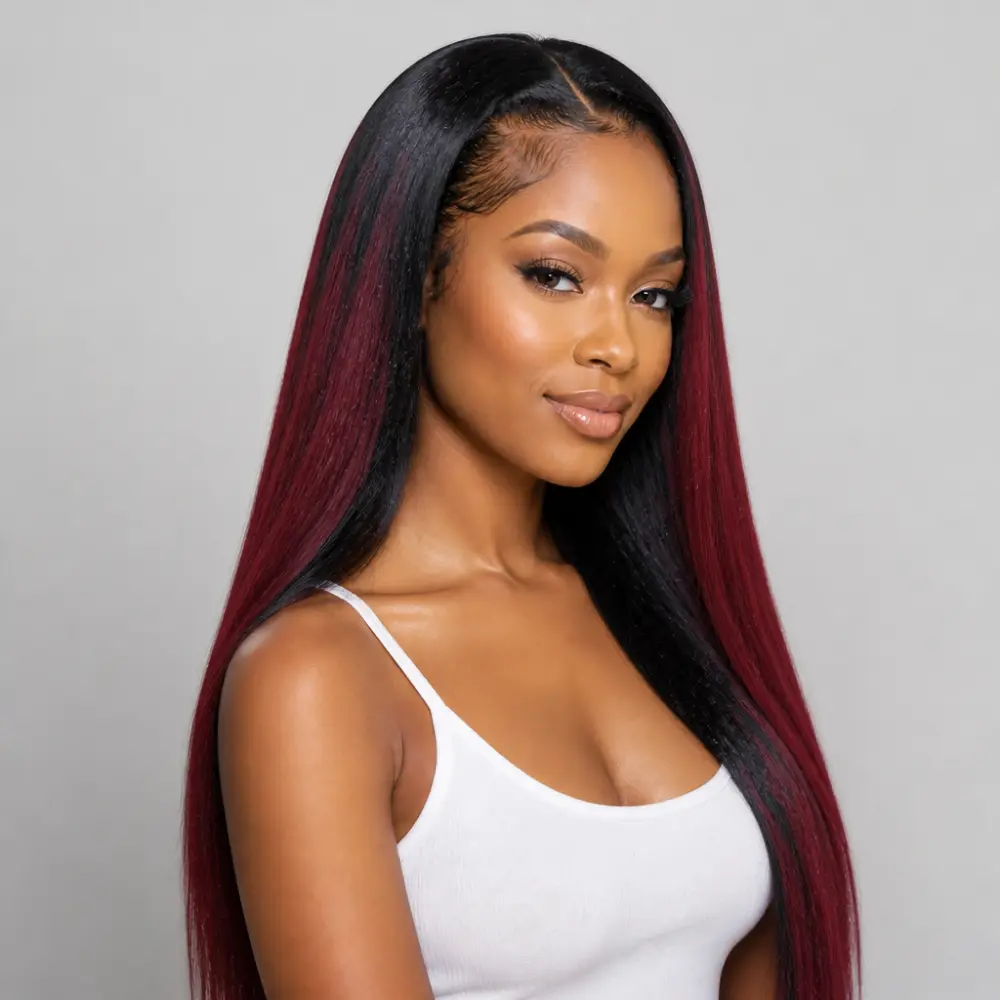 Vogue Braiding Hair Black Red Mixed Long Straight
