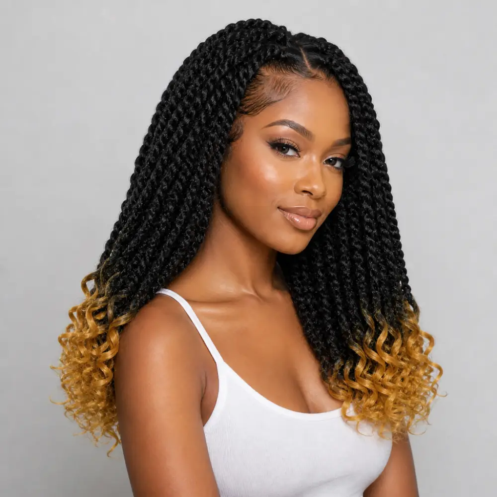 Sun Glow Crochet Twists Ombre Black to Orange