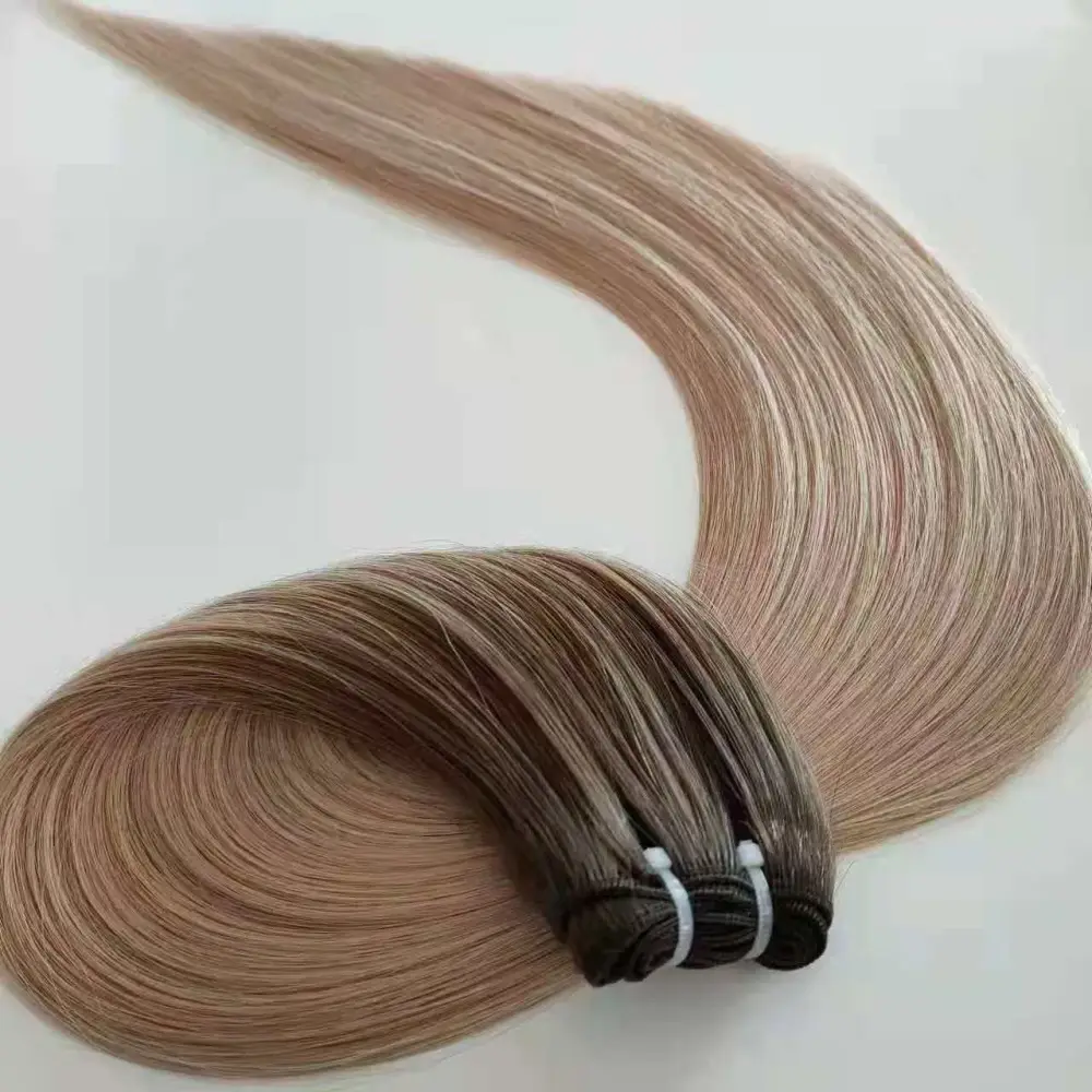 Human Hair Weft Bundle Mushroom Brown Silky Straight