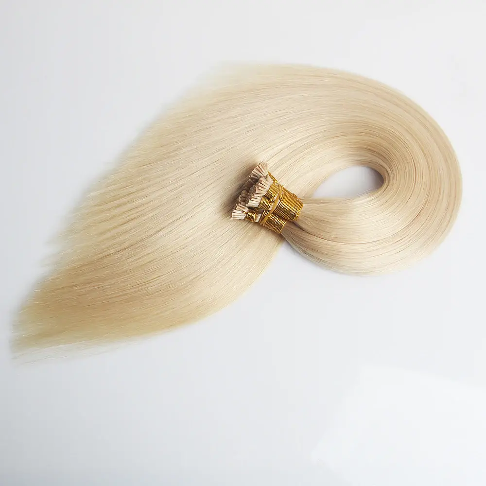 I-Tip Human Hair Extensions Platinum Blonde Straight